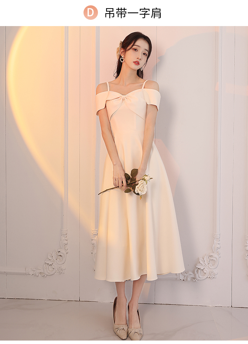 小个子伴娘服平常可穿夏季香槟色缎面姐妹团礼服裙女平时可穿小众b中