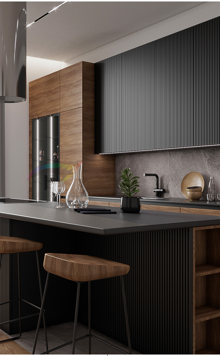 整体橱柜定做高光现代简约可丽芙爱格橱柜定制l开放式中岛台厨房