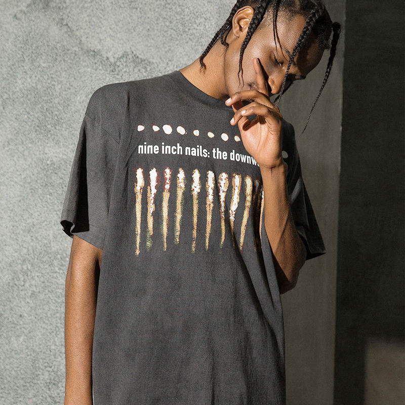 美式高街复古水洗做旧vintage古着fog潮牌t恤 vtg gunsn rose枪花乐队