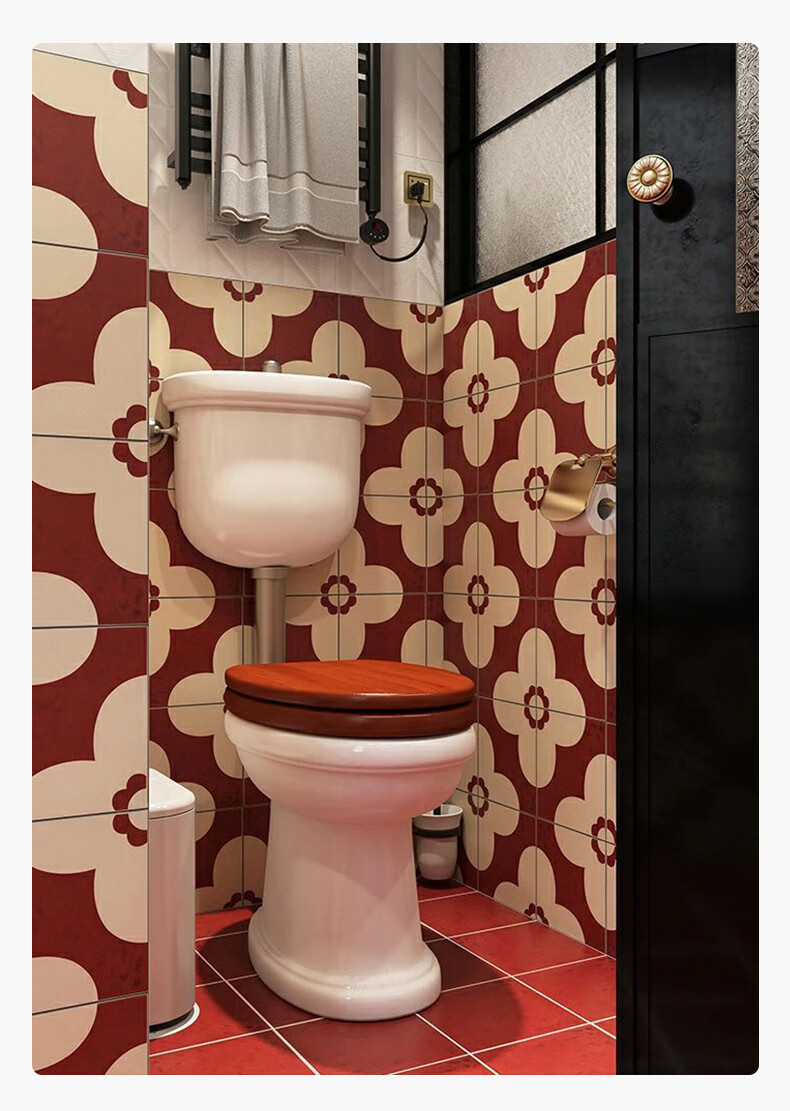 华欣硕网红瓷砖酒红色墙砖厨房卫生间阳台浴室餐厅地砖赤贫风法式花砖