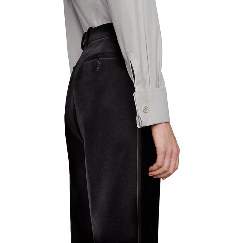 【包税】gucci/古驰 21年秋冬新款 女士浅灰色精细棉府绸长袖衬衫6756