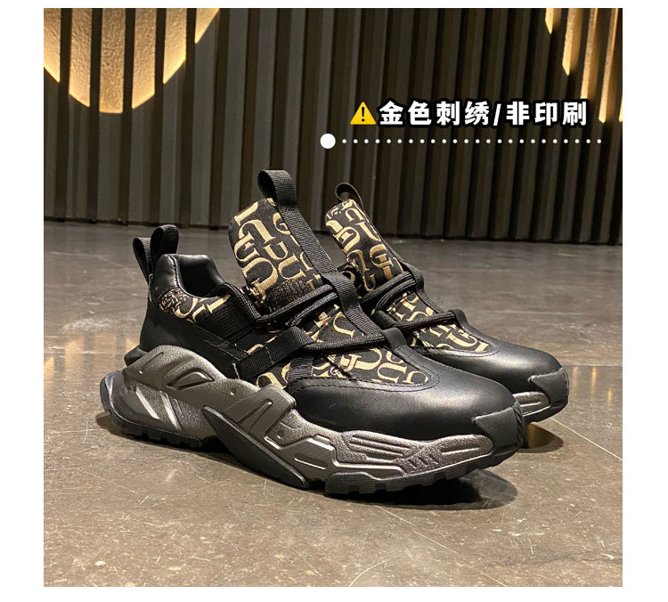 轻奢侈品牌黑武士机甲老爹鞋男d家老花刺绣帆布鞋y3kaiwa轻奢设计师款