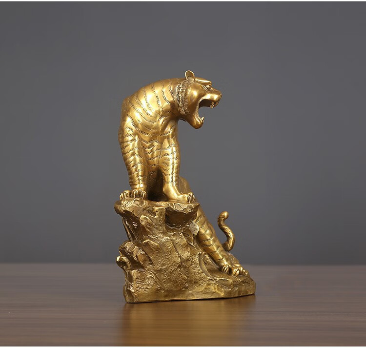 禾万瑞 纯铜老虎摆件上山虎虎生威生肖虎饰品办公室摆设商务礼品送