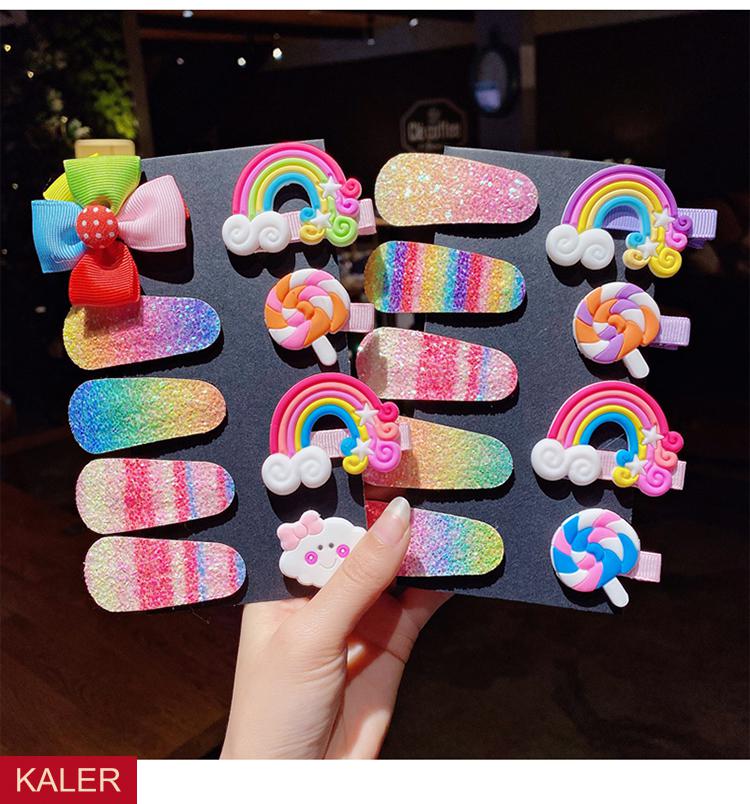 kaler彩虹发夹韩国儿童女童宝宝公主侧边发卡夹子可爱日系bb夹卡碎发