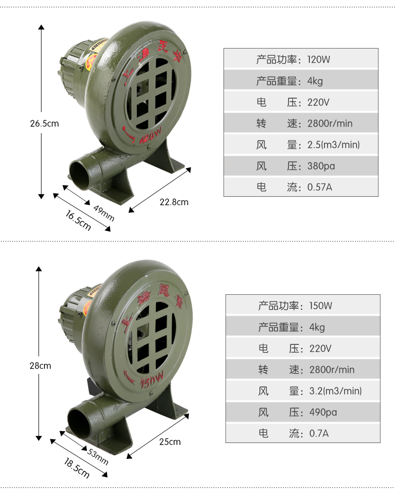 砝碼牌鑄鐵燒烤氣模離心鼓風機爐灶鼓風機220v家用鼓風機鑄鐵40w純銅