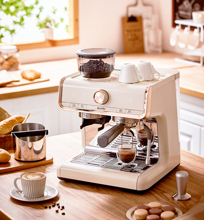 百胜图barsetto bae01咖啡机一代半自动意式家用研磨一体蒸汽奶泡 bae