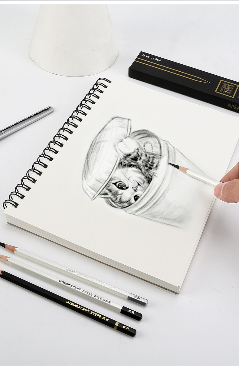 言溯 流光白炭笔初学者素描绘画铅笔速写2h6b8b14b碳笔软中硬绘图2比