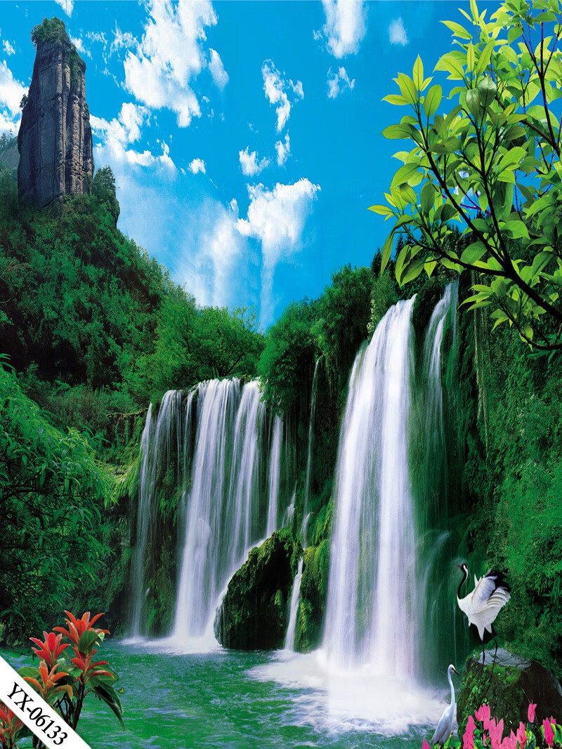 直播背景布 直播背景布3d立体直播间装饰主播竹林山水田园外景快手网