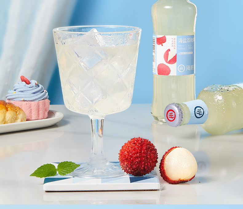 【新品】海底捞海盐荔枝气泡果酒300ml*6瓶/箱荔枝味低度数酒甜酒