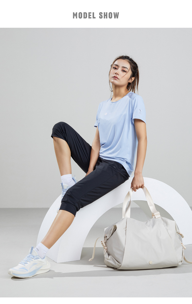 安踏冰丝裤运动裤女2022夏季新款透气薄款七分裤休闲裤子 基础黑-1 s