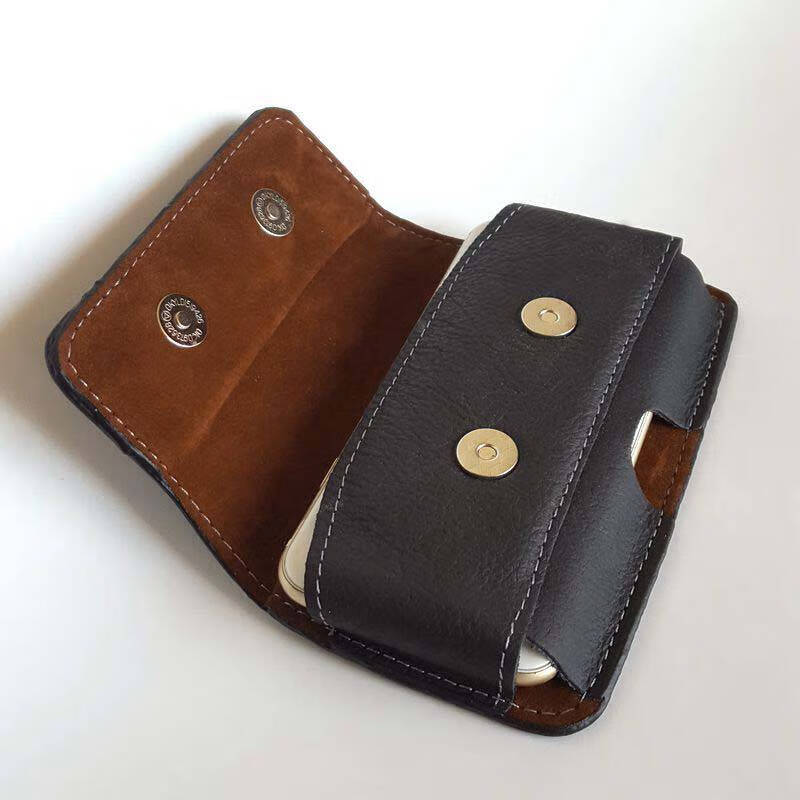 腰带手机包老人皮套挂腰男士老式手机套腰包穿皮带跨腰带50号带标荔枝