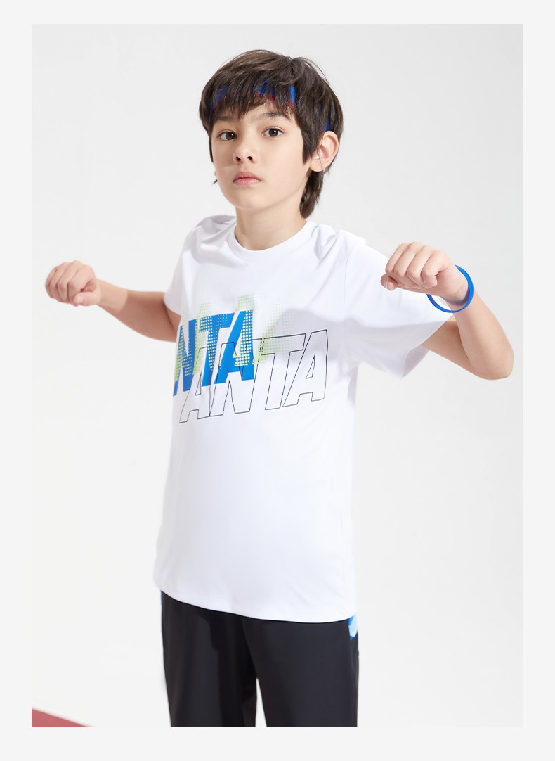 安踏童装儿童短袖t恤2022夏季新款男孩中大童夏装小学生速干上衣儿童