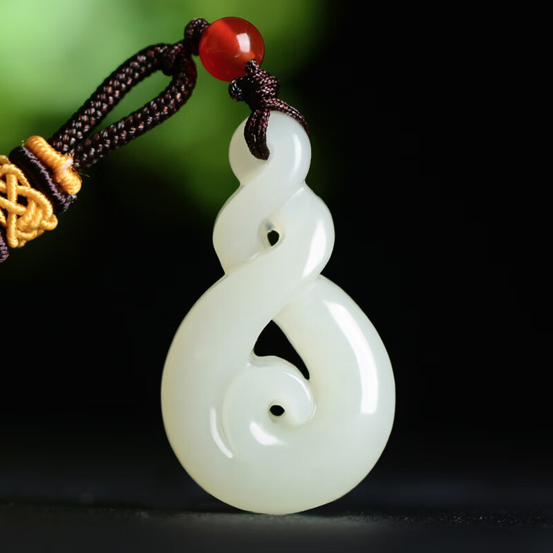 博皓和田玉白玉吊坠女款玉石项链男士宝宝玉佩情侣一对时来运转玉坠