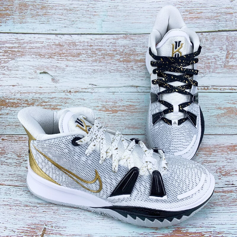 欧文7鞋带适nikekyrieep 白黑金总决赛金色pu皮泼墨烫金鸳鸯篮球 金色