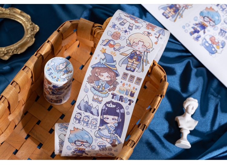 曾醒 语闲特油和纸胶带 可爱巡游记系列 卡通人物手帐素材离型贴画 6