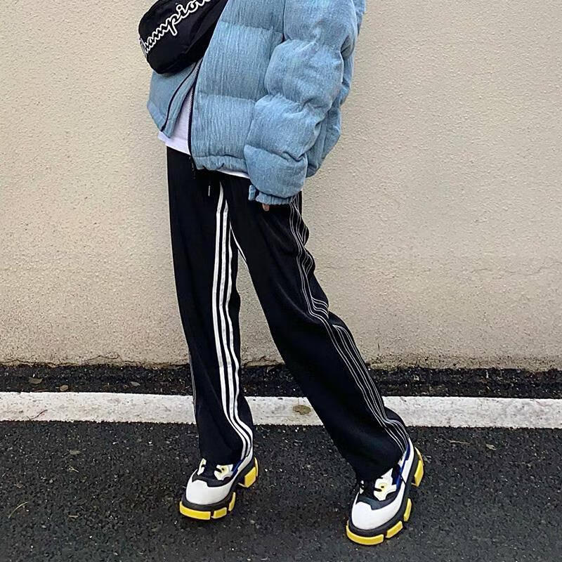 青邦huffnpuff男夏季线条长裤条纹休闲裤潮牌直筒宽松垂感裤子同款
