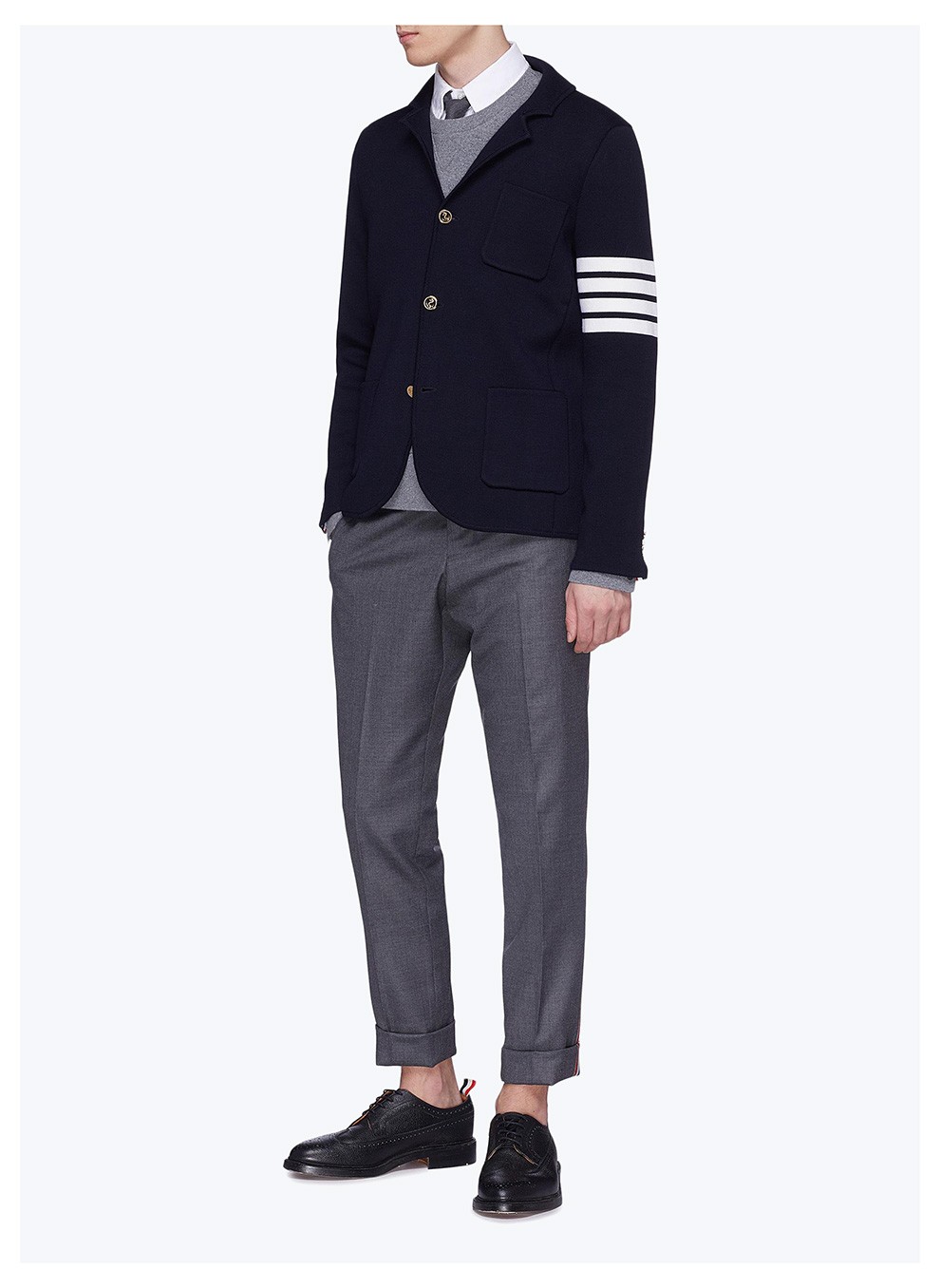 thom browne 汤姆布朗 男士西装羊毛四条纹针织tb外套夹克 mkj024d