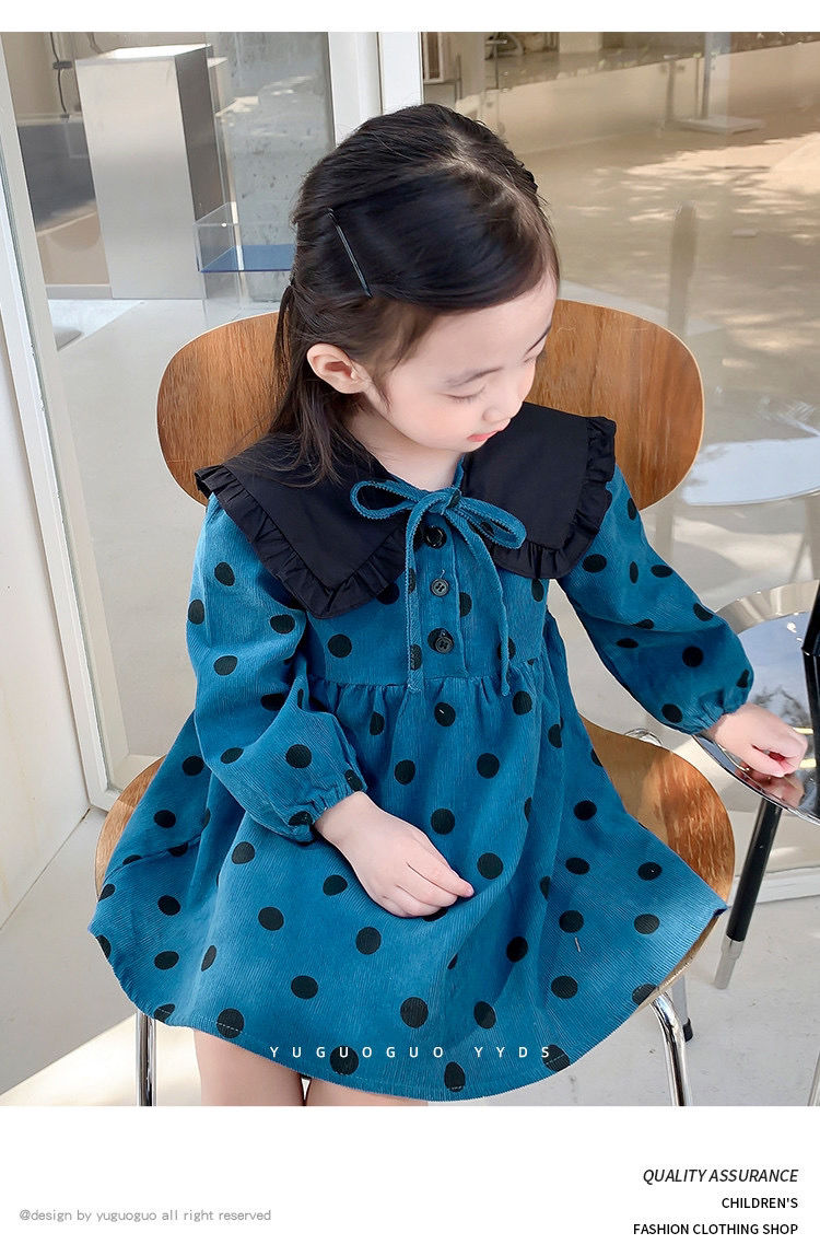 春秋公主裙子小童长袖网红女宝宝连衣裙w米色100建议身高90厘米左右