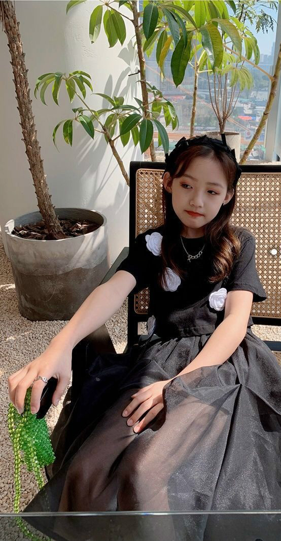 泼缦 女童亲子装夏季套装裙适合4-18岁小女孩穿的韩版洋气小款短袖