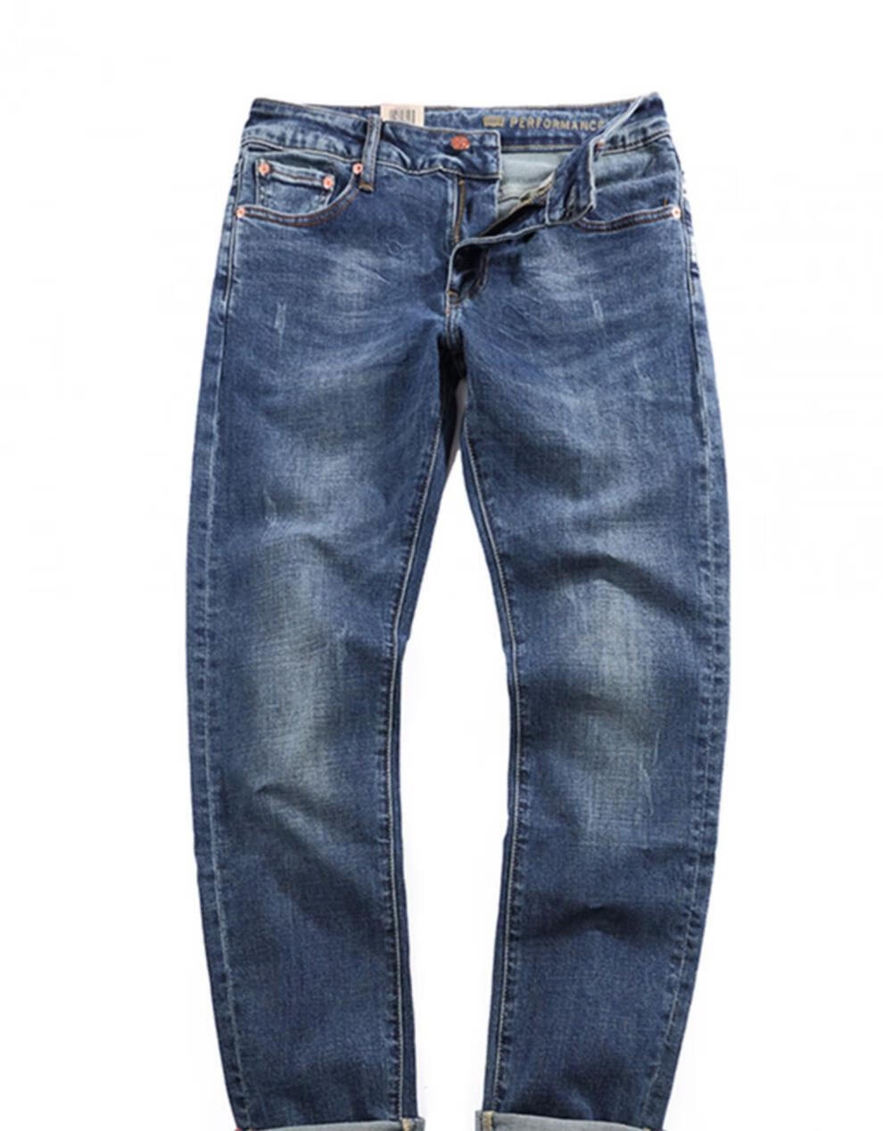 2022levis李维斯牛仔裤男厚款小直筒弹力秋冬款小脚长裤子潮 蓝色