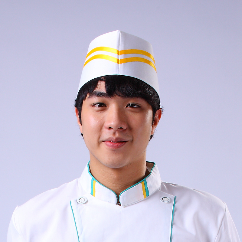 欧格达(ougeda) 厨师帽子男餐饮专用厨房工作帽船帽食堂白色红边透气