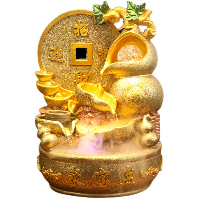 聚宝盆假山流水喷泉流水生财摆件风水轮开业礼品鱼缸客厅装饰uhfwzr