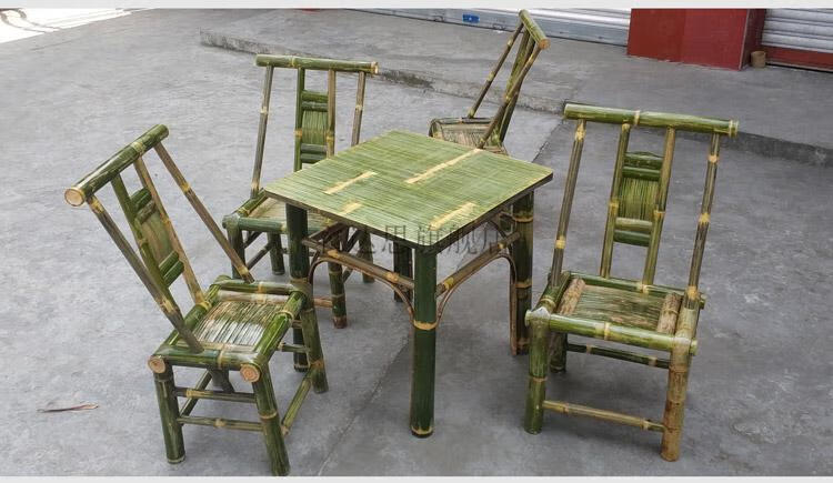 竹桌椅竹制家具老式茶馆竹椅子方桌餐桌茶桌长桌靠背椅竹制品茶几 1张