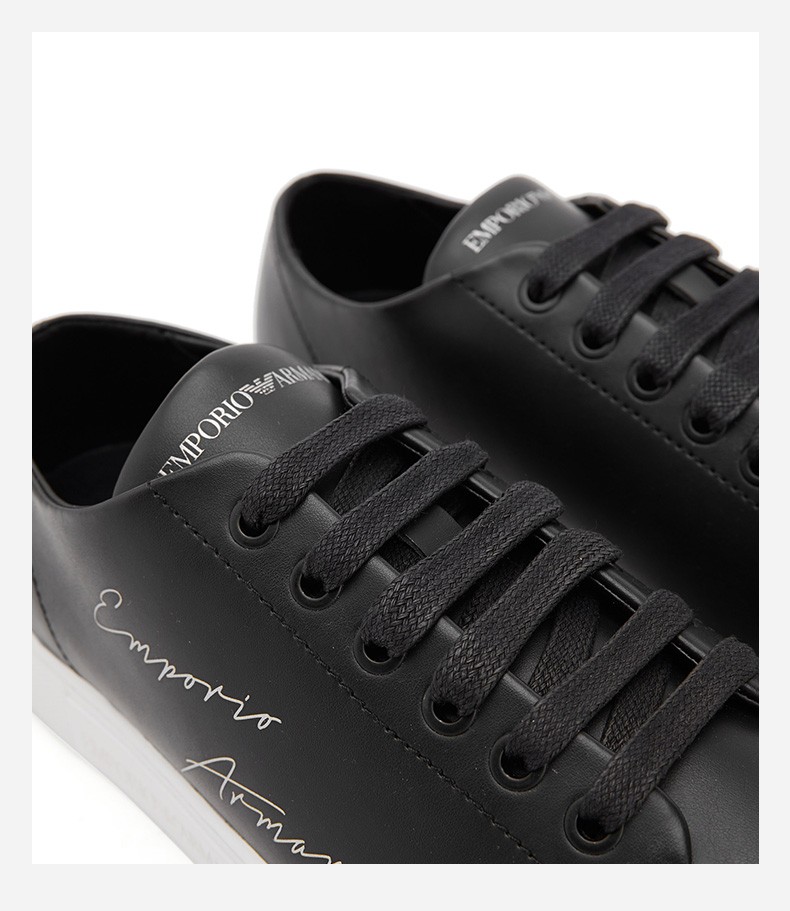emporioarmani安普里奥阿玛尼男士黑色牛皮运动休闲鞋黑色5