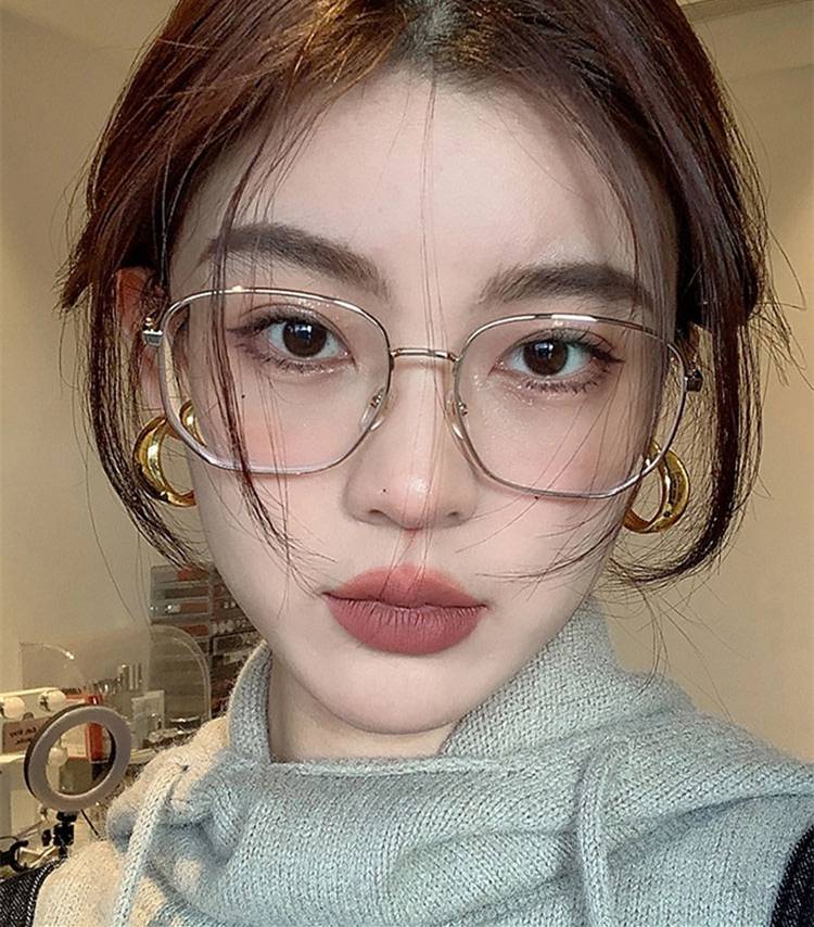 金丝边眼镜框女韩版潮ins风素颜神器大脸显瘦复古方框防蓝光眼镜 镜框