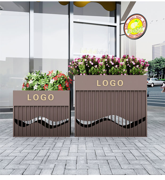 公鹤(malecrane)定制户外不锈钢花箱售楼部室外花槽组品移动铁艺街道