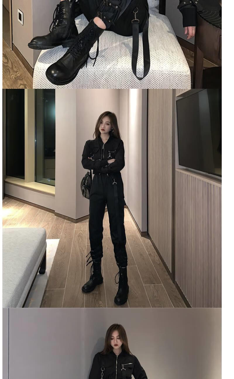 机车服女女装外套女外套机车风女装秋季外套工装裤潮黑暗系机能风酷