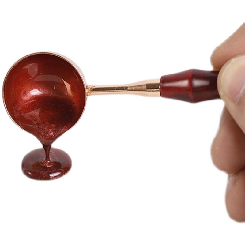 明画 火漆印章勺复古火漆勺子封蜡火漆勺 实木小勺搭配熔炉蜡粒融化勺