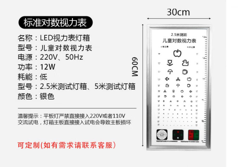 視力表燈箱led標準525米幼兒園兒童家用標準對數檢測視力表25米迷你e