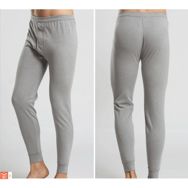 男士秋裤男薄款大码衬裤修身打底裤保暖秋冬棉毛线裤单件 男士秋裤浅