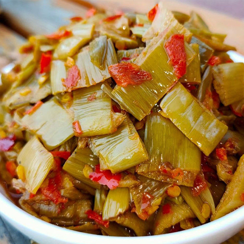 江西赣州特产大余农家手工自制周村芋荷梗酸辣泡菜腌菜下饭菜 酸芋荷