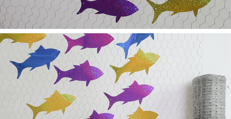 夏季美陈氛围布置创意镭射亮片鱼海洋主题装饰商场橱窗道具鱼吊饰