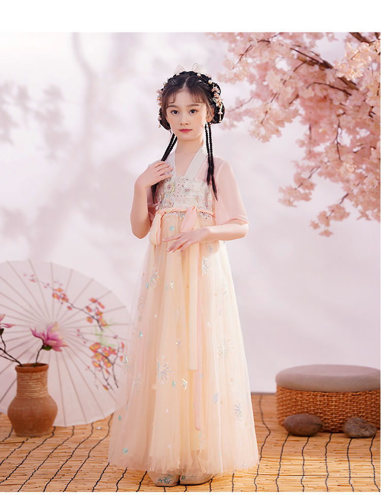 汉服女童312岁女童汉服裙子夏季仙襦裙儿童古装仙女裙短袖连衣裙新款