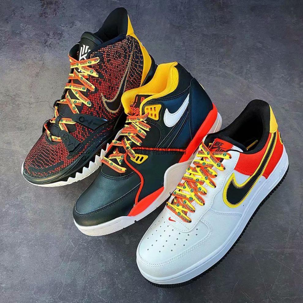 适配耐··克空军一号aj·1flight897外星人双色字母潮流黑橙休闲鞋带