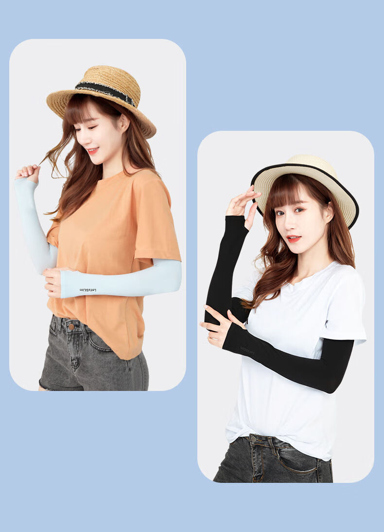 暖杭5双装冰袖夏季冰丝露指防太阳晒袖套手套户外骑行开车手臂套袖