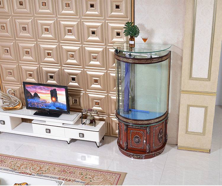 欧式半圆鱼缸水族箱 欧式半圆鱼缸水族箱客厅家用大型玻璃生态免换水