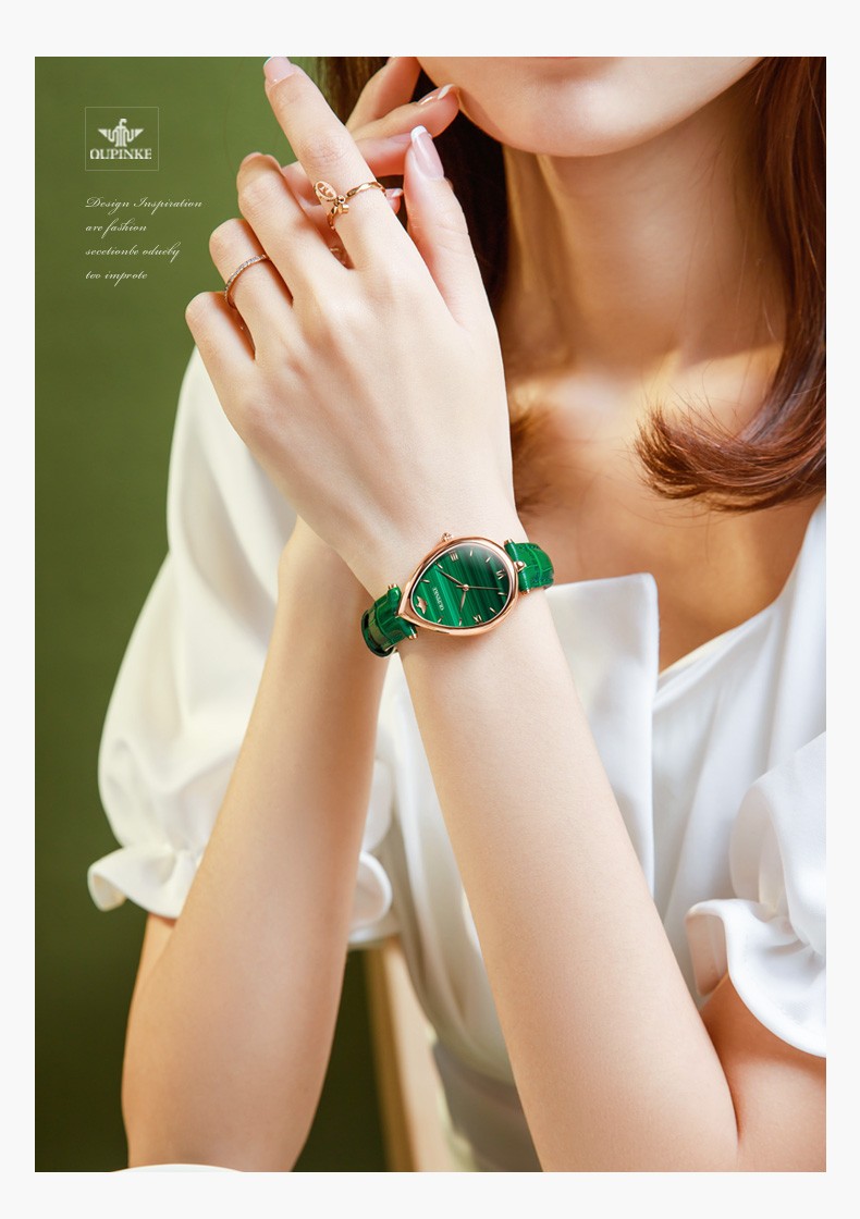 明星代言欧品客新款女士手表小清新椭圆表盘进口机芯石英女表蝴蝶扣