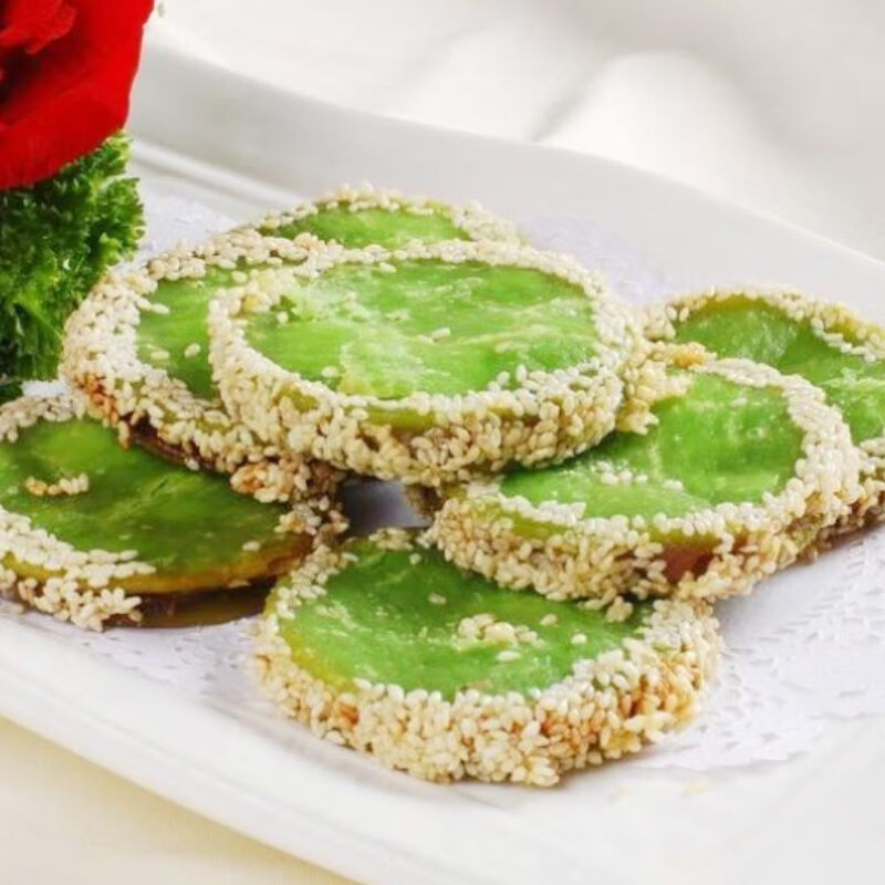 早茶点心绿茶佛饼绿茶饼油炸半成品小吃早餐零食糕点健康绿色食品