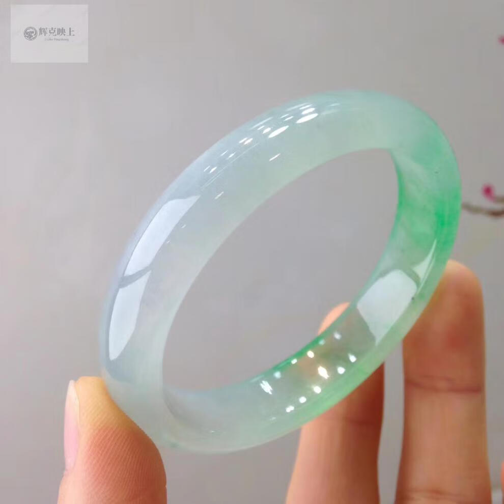 贵妃玉手镯危料天然缅甸老坑冰种镯子翡翠手镯正阳绿飘花玉镯子女款玉