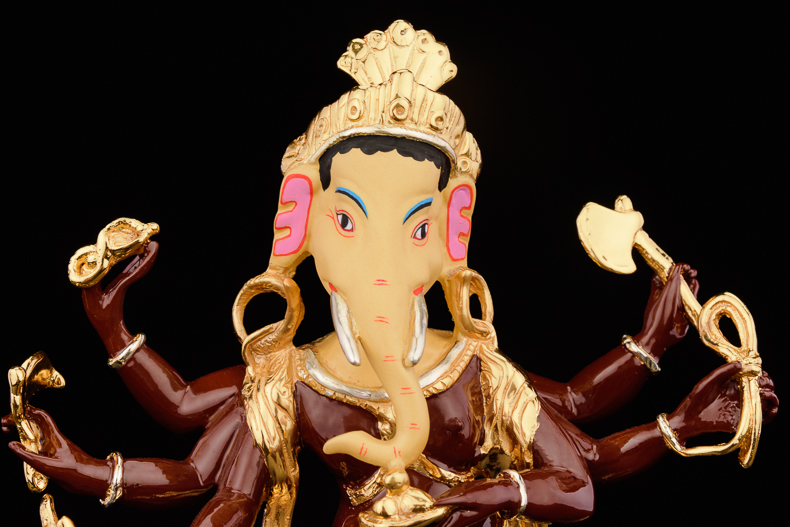 象头神金刚杵黄铜鎏金藏传佛教 sm23 红财神(高30*长20*宽7cm)【图片