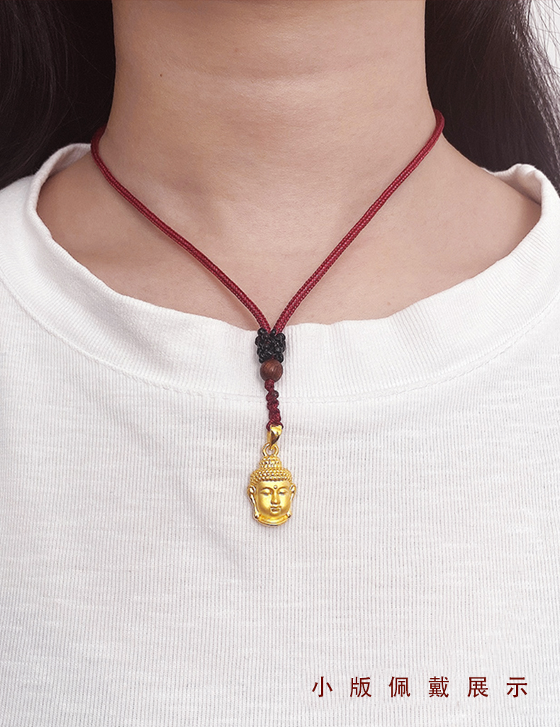 老凤凰黄金佛头吊坠999足金如来佛项链挂坠男女款佛头转运永保平安本