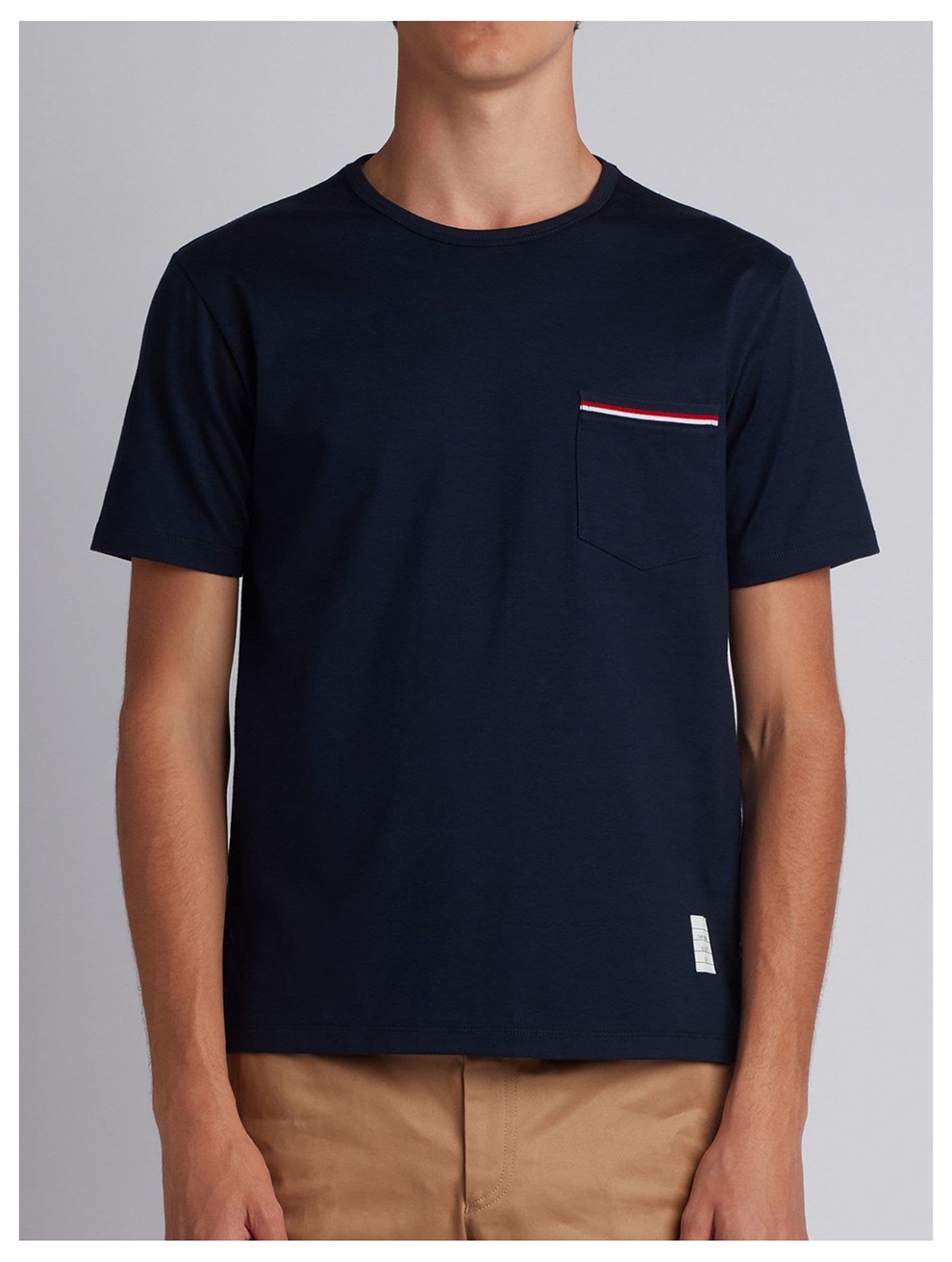 thom browne 汤姆布朗 男女通用棉质条纹拼饰tb短袖t恤衫 mjs010a