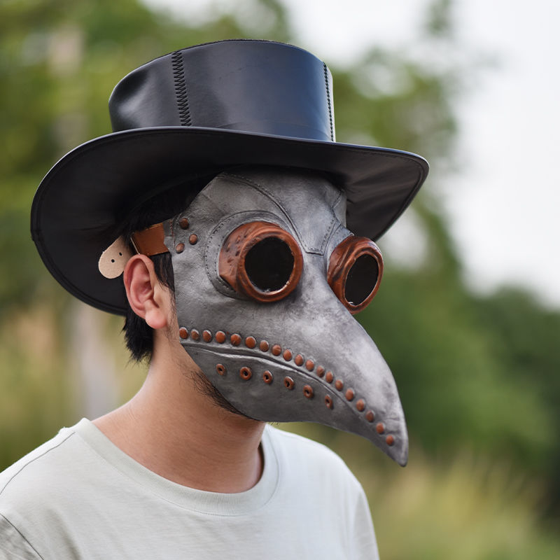 鸟嘴面具瘟疫乌鸦面具鸟嘴恐怖搞怪万圣节蒸汽朋克乳胶道具中世纪黑色