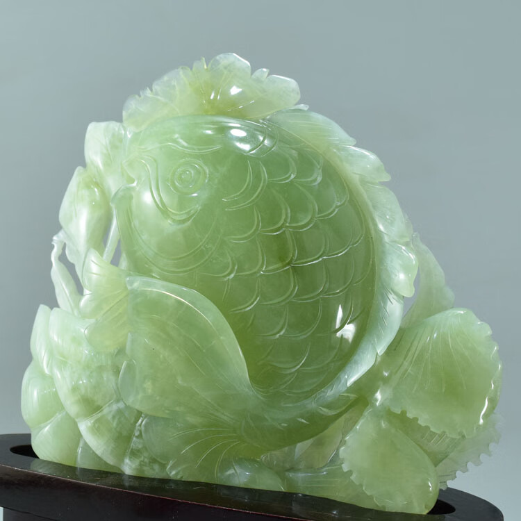岫玉摆件岫玉鱼摆件辽宁岫岩玉石鱼摆件精品鲤鱼摆件升职礼物 10号