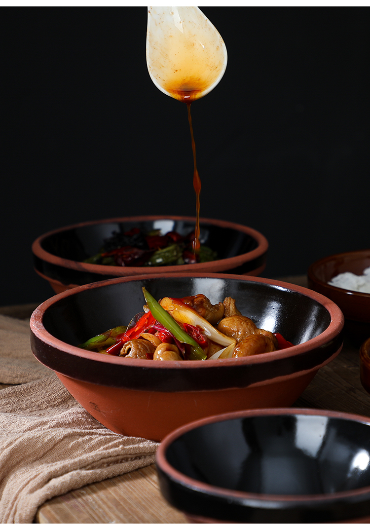 妙语诺 土陶黄焖鸡米饭碗 蒸碗 扣肉碗 小碗菜 道具碗粗瓷火锅小料碗