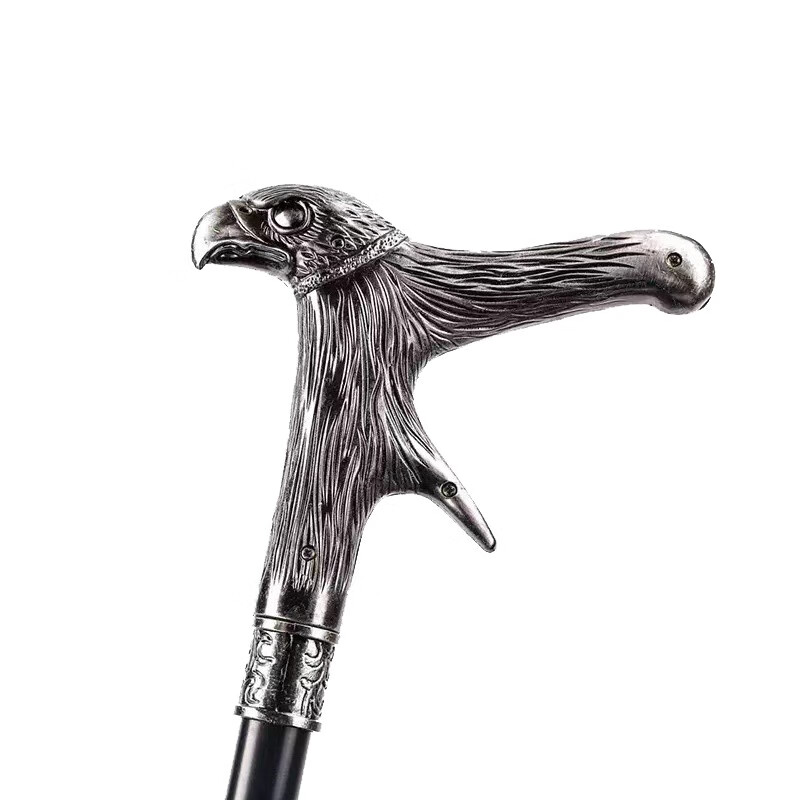 文明棍 绅士手杖意大利英国银色蛇头权杖拐杖老人徒步防滑金属合金